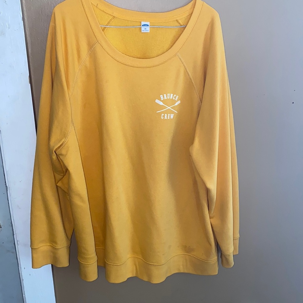Old Navy Yellow Gold ‘Brunch Crew’ Plus Size Sweatshirt Size XXL